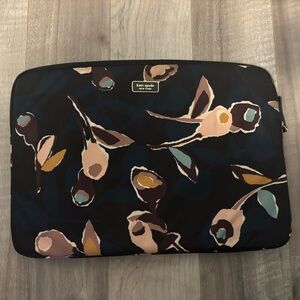 kate spade Black Floral Laptop Sleeve with Teal, Taupe & Mustard Accents